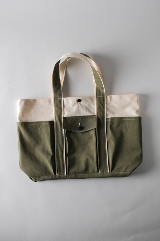 Sac à tout faire denim vert et canvas écru
