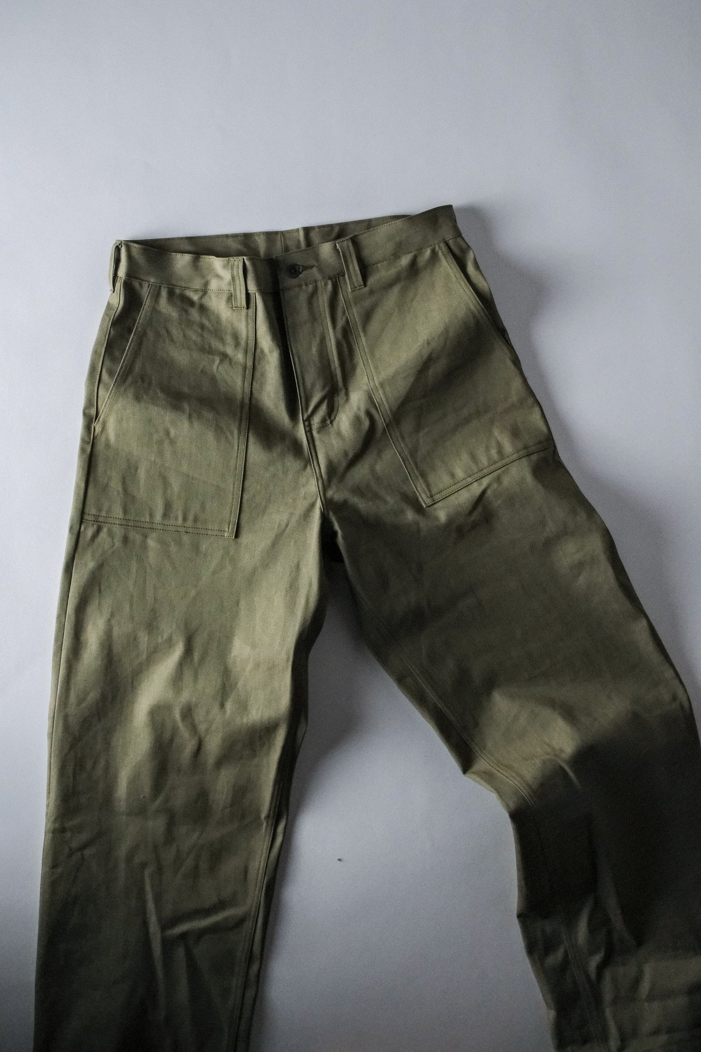 Pantalon fatigue denim vert tilleul