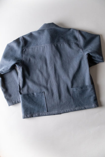 Veste d'atelier denim émerisé bleu gris