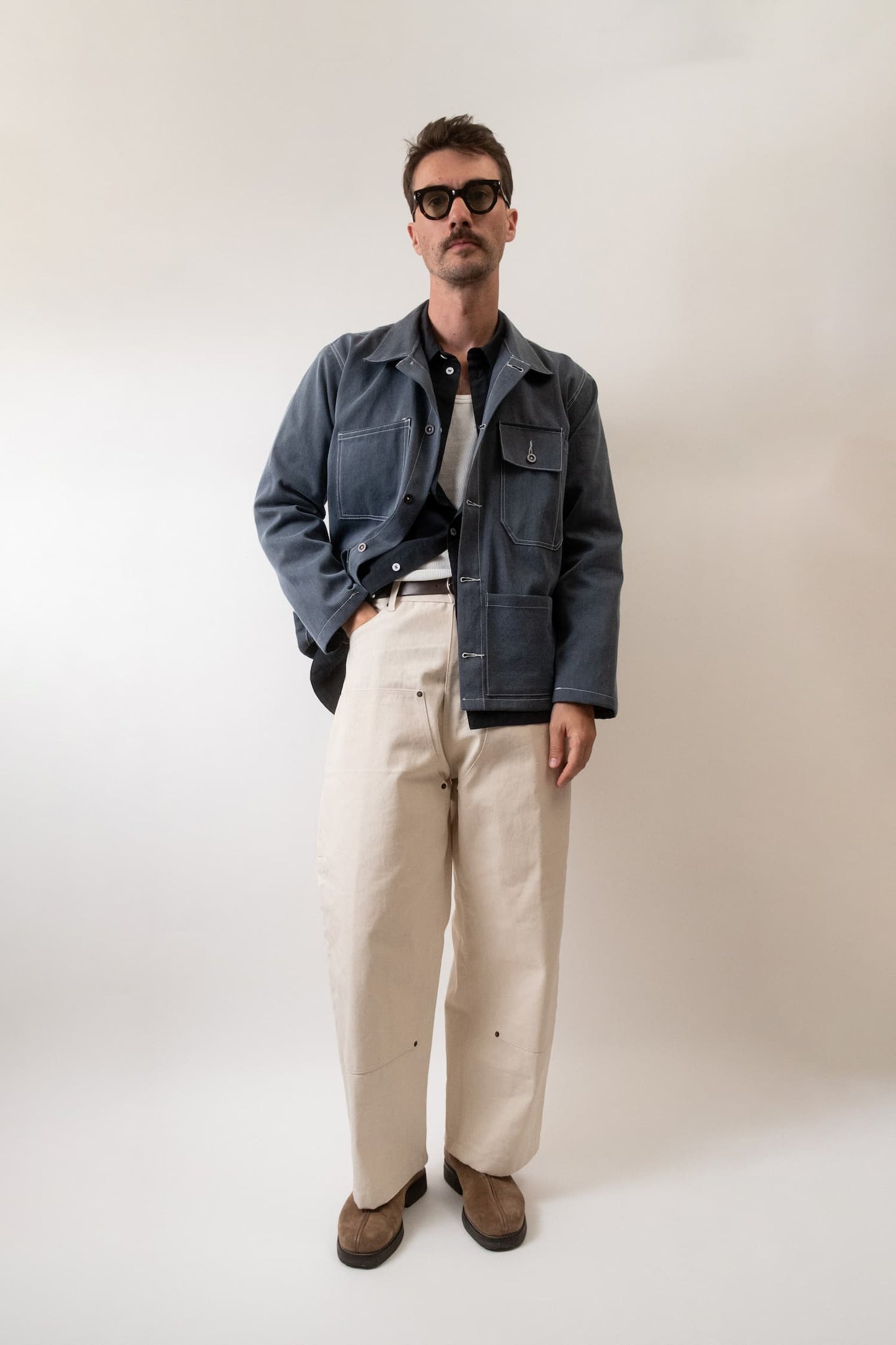 Pantalon de charpentier denim écru