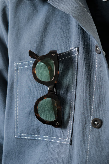 Veste d'atelier denim émerisé bleu gris
