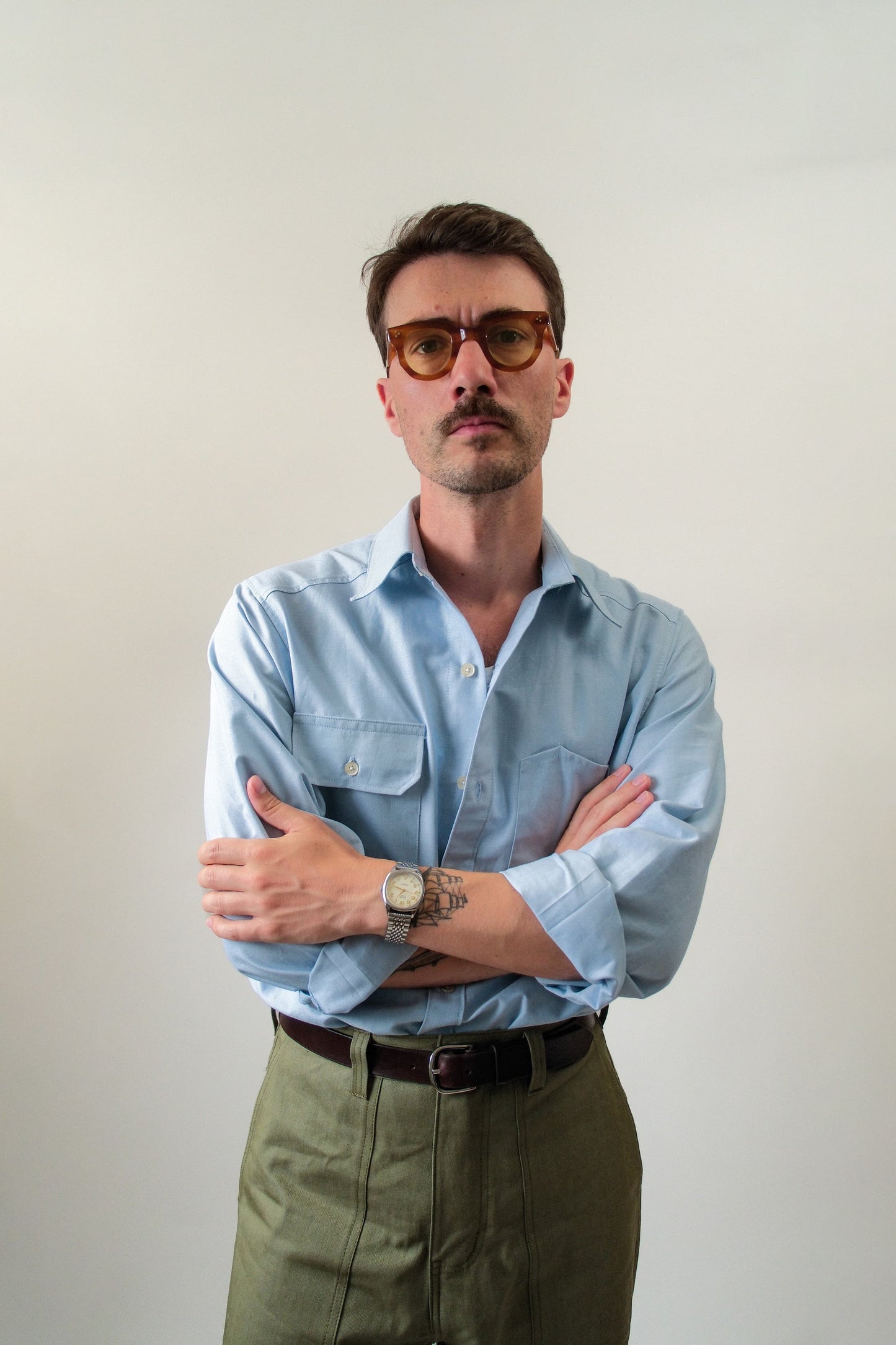 Chemise d'ingénieur oxford bleu clair