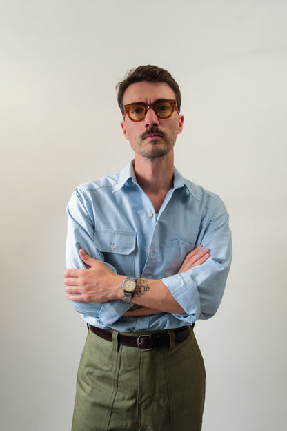 Chemise d'ingénieur oxford bleu clair